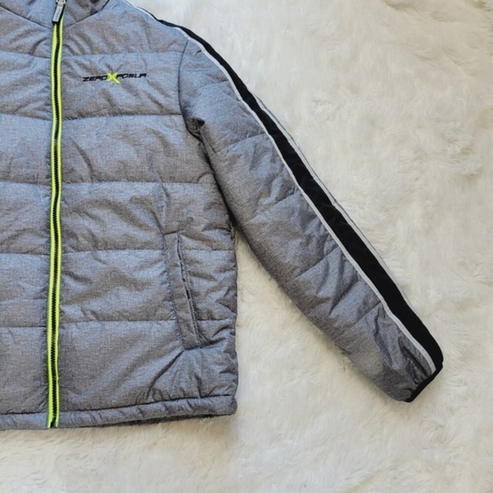 ZeroXposur Boys Puffer Jacket Gray Neon Zip Size XL 18 20 Winter Warm - Picture 8 of 9